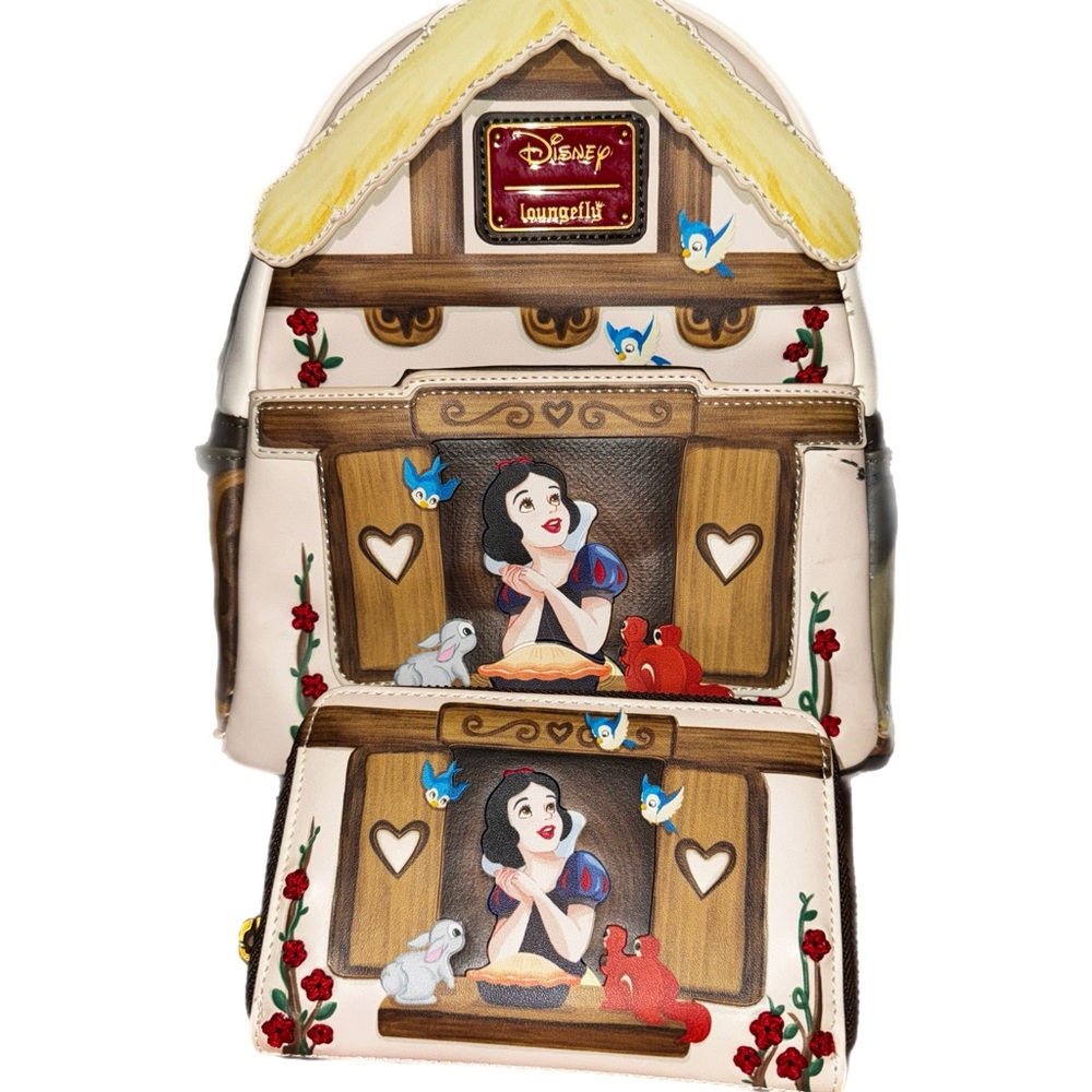 Exclusive Loungefly Snow White Mini Backpack with matching wallet